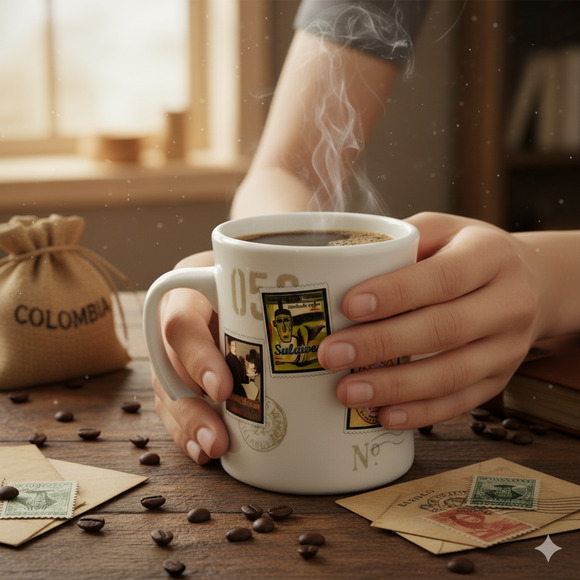 Vintage Starbucks Barista Air Mail Stamp Series Mug – Kenya Sulawesi Colombia - Picture 3 of 12